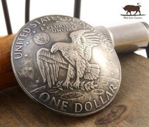 ◆大型 コンチョ ネジ式　アメリカ イーグル　アイゼン 1ドル　コイン　37mm_画像3