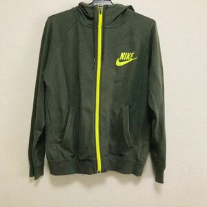 NIKE ナイキ グレー　灰色　ダークグレー ネオン　蛍光　ロゴ　ジップパーカー スウェットパーカー ジップアップパーカー パーカー