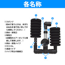 水槽 ツイン スポンジフィルター 19ｃｍ 30L以下 酸素 ろ過 メンテナンス 水質維持 水質管理 ろ過装置 エアーポンプ_画像5