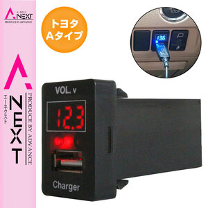 アルファード ANH/GGH/ATH20系 H20.5～H27.1 LED発光：レッド 電圧計表示 USBポート 充電 12V 2.1A 増設 パネル USBスイッチホールカバー