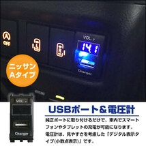 【ニッサンA】 スカイラインクーペ V36 LED発光：レッド 電圧計表示 USBポート 充電 12V 2.1A 増設 パネル USBスイッチホールカバー_画像2