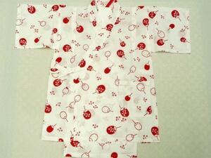 ma.. four season / new goods / made in Japan high class woven / for children jinbei / woman .110cm-3 red -..