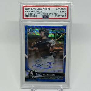 【PSA9】 Nick Madrigal Blue Wave Refractor Auto /150 2018 Bowman Draft Baseball Topps Autograph Chicago White Sox 【MINT】
