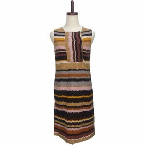 美品 MISSONI ミッソーニ レディース 総柄 ノースリーブ ニット ワンピース 40表記の画像1