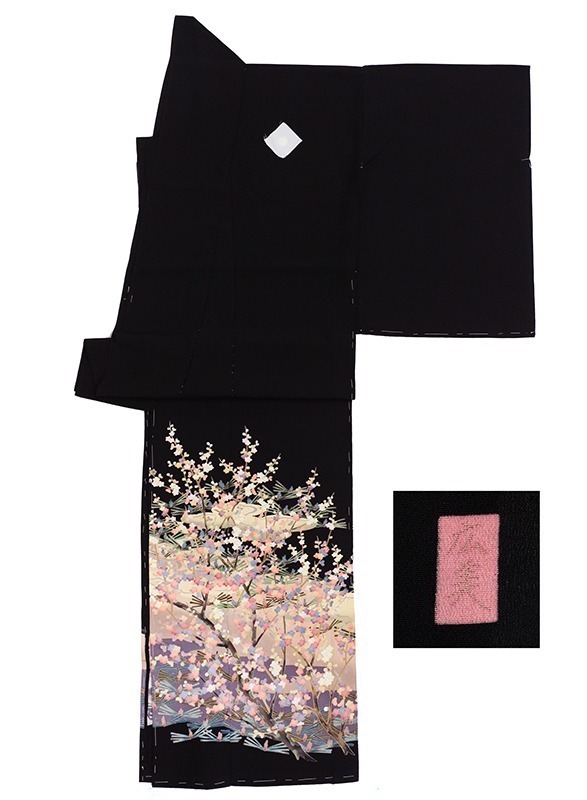 紫③ 【売切値下げ】202mh19逸品○作家物 付下げ 桜 ラメ 紋意匠○未