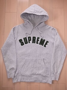 ☆ 17SS Supreme シュプリーム Chenille Arc Logo Hooded Sweatshirt シェニール アーチロゴ スウェット パーカー (グレー灰M)MSA