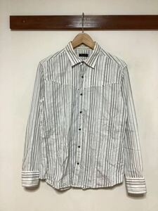 か945 Men's Bigi メンズビギ ストライプ 長袖シャツ 03 ホワイト