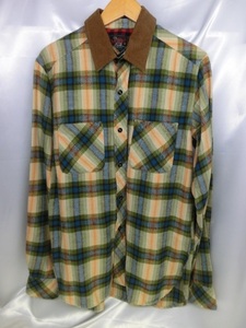 Woolrich WOOLEN MILLS ウールリッチウーレンミルズ 襟着脱チェック長袖シャツ サイズM イタリア製 中古美品 メンズ