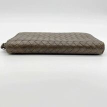 1円〜 BOTTEGA VENETA ボッテガヴェネタ イントレチャート 長財布 ラウンドファスナー ブロンズカラー ブラウン 箱付き ウォレット JT_画像4