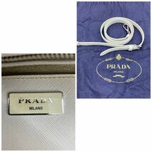 1円〜 【美品】 PRADA ガレリア サフィアーノレザー 2way ショルダーバッグ ビジュー 三角プレート アイボリー プラダ ハンドバッグ NTE_画像10