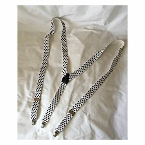  single clip dot pattern suspenders rubber white black polka dot 