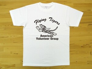 フライング・タイガース 白 5.6oz 半袖Tシャツ 黒 L ミリタリー AVG Flying Tigers U.S. AIR FORCE