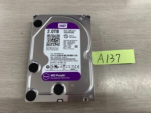 送料無料 WD20PURX-64P6ZY0 HDD Purple 2TB 3.5インチ SATA HDD2TB使用時間9146H★A137