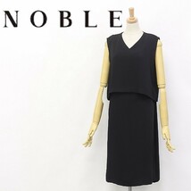 美品◆NOBLE/ノーブル スピック&スパン Vネック ノースリーブ トップス＆スリット キャミソールワンピース アンサンブル ブラック_画像1