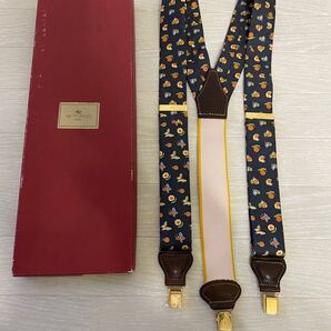 美品 ETRO エトロ メンズ サスペンダー 動物柄 ストラップ ベルト