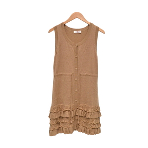 *GALLERY VISCONTI guarantee Lee Visconti wool front opening tunic (SIZE:2) frill beige lady's [S103581]