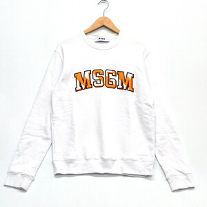 *MSGM M e fibre - M long sleeve reverse side wool crew neck embroidery Logo sweat sweatshirt SIZE:XS lady's [S105059]