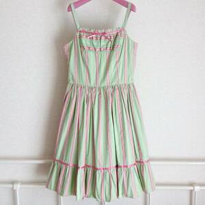  unused *Emily temple cute stripe jumper skirt mint green pink One-piece Lolita Emily Templecute milk