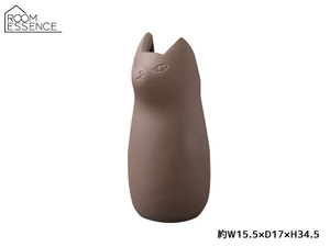 東谷 傘立て 陶器 猫 ねこ ブラウン 茶 高さ約34.5cm おしゃれ アンブレラスタンド 小物入れ CLY-13BR あずまや メーカー直送 送料無料