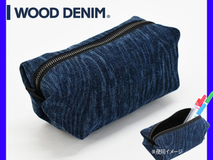 ポーチ 小さめ デニム 木目 ウッド デニム WOOD DENIM 新素材 ペン ギフト アルファ企画 ネコポス 送料無料