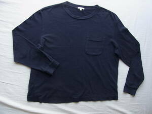 COMOLI コモリ　ポケット付き　ワイドシルエット　長袖Tシャツ　サイズ 0　 日本製 　ネイビー