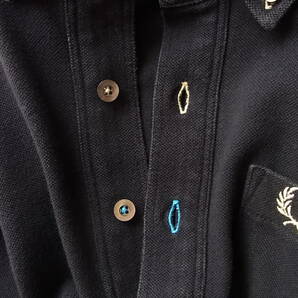 FRED PERRY フレッド ペリー 鹿の子素材 プルオーバー ボタンダウンシャツ サイズ S ブラック 日本製 の画像5
