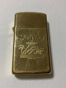 本体のみ　1988年　ブラス　沖縄　サーフィン　スリムZIPPO USED