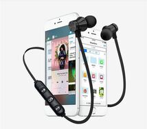 Bluetooth　イヤホン　ワイヤレスイヤホン iPhone　アンドロイド　対応 イヤホンマイク 両耳　USB 充電 高音質 重低音 ブラック 黒_画像2