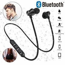 Bluetooth　イヤホン　ワイヤレスイヤホン iPhone　アンドロイド　対応 イヤホンマイク 両耳　USB 充電 高音質 重低音 ブラック 黒_画像1