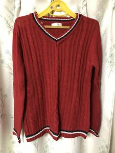  new goods unused .... buy knitted sweater red color red pre pi-V neck long sleeve 