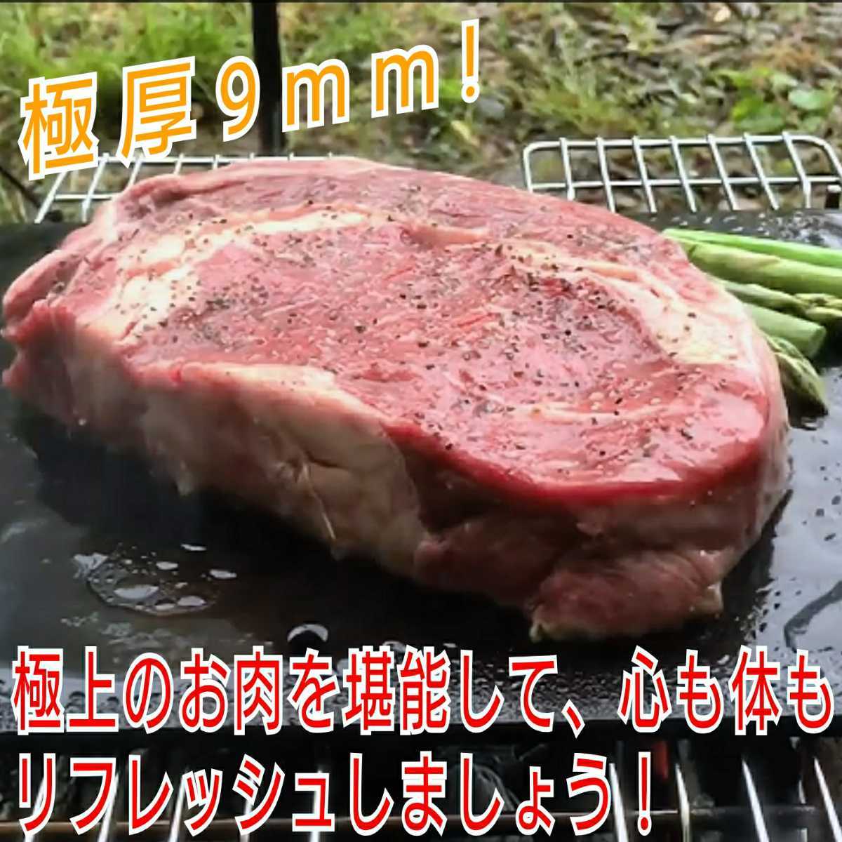 旨味アップ極厚鉄板テーブル、アイアン鉄板焼き料理 吊りプレート【板厚=9.0】