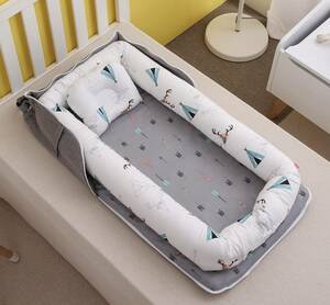  bed in bed baby futon ( waterproof seat attaching ) pillow attaching futon mattress crib bed guard Koo fan ( back type * gray * race pattern )