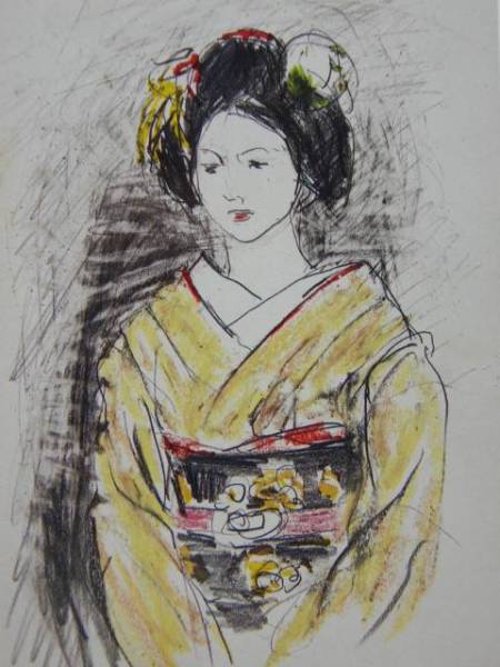 風分六抄、【】、希少な画集画、新品高級額 額装付、状態良好