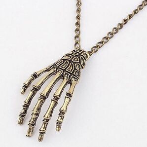 ヘビメタ ネックレス スカル ネックレス アクセサリー 手 スカル 骨 ビジュアル 1