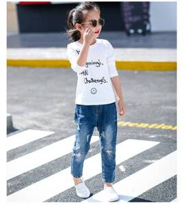 在庫処分セール中 ★新品★大人気♪ 長袖ロンT 白 Tシャツ 120
