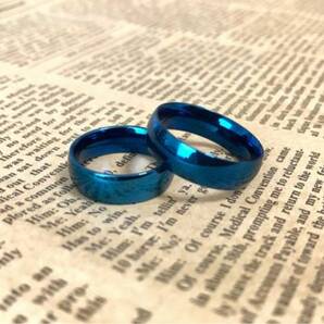 【金属アレルギー対応】送料無料◇美麗◇6mm甲丸リング◇ブルー◇14号◇サージカルステンレス製◇ペアリング◇プレゼントにも