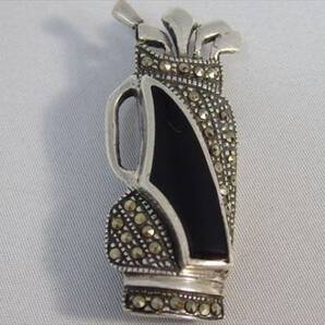 ヴィンテージNYオニキスゴルフブローチ1950年 A53