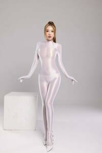 2022最新作 全身タイツ セクシー コスプレ 衣装 コスチューム 仮装 スベスベ パンティストッキング 光沢 ホワイト Ｌサイズ
