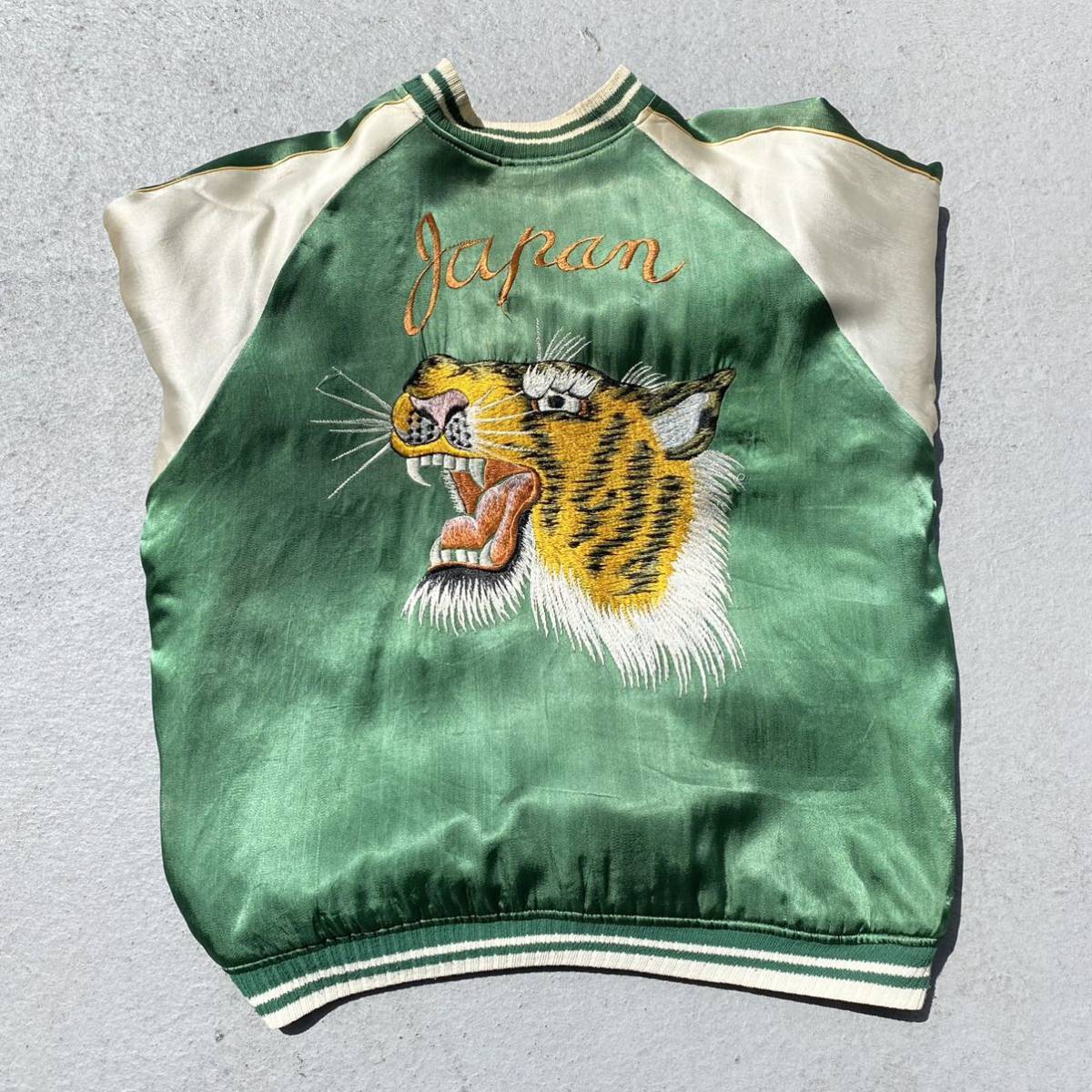40s古着☆最初期 スカジャン 黒虎 金 緑龍 ロカビリー ビンテージ 50s