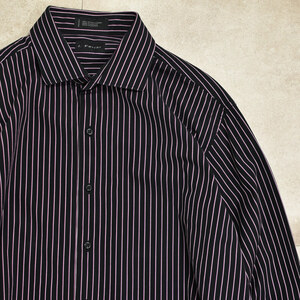 00s J.Ferrar jacquard stripe cotton shirtメンズ XL～XXL相当 00s ジェイ・フェラー ジャガード スト