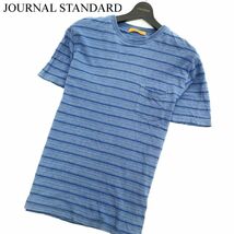 JOURNAL STANDARD ジャーナルスタンダード 春夏 半袖 インディゴ★ボーダー ポケット カットソー Tシャツ Sz.M　メンズ　C2T03272_4#D_画像1