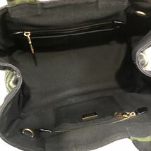 １円【希少デザイン・極美品】PRADA　プラダ　CANAPA　カナパ　ハンドバッグ　ショルダー 2WAY ボーダー　キャンバス　緑×紺×白　Gカード_画像9