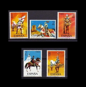 ■スペイン切手　1973年　スペイン兵　5種完