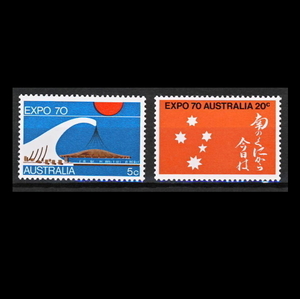 # Australia stamp 1970 year Osaka world fair 2 kind .