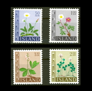 ■アイスランド切手　1964年　花 / フラワー　4種完