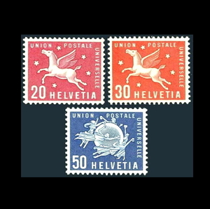 ■スイス切手　1960年　万国郵便連合　3種完