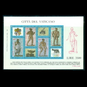 ■バチカン切手　1987年　カラカラ浴場 /オリンピック切手展　4種シート