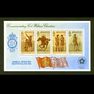 ■英マン島切手　1976年　アメリカ革命 / 独立200周年　4種シート