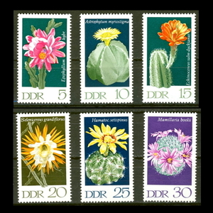 # East Germany stamp flower / cactus / succulent plant 6 kind .