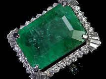 5793ST【1円～】新品【RK宝石】≪Emerald≫ 豪華絢爛!! 天然エメラルド 超特大17.00ct!! 極上ダイヤモンド 総計1.47ct! Pt900 超高級リング_画像3